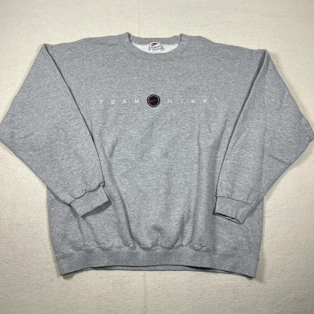 Vintage Nike Sweatshirt Mens XL Gray Team Nike Logo‎ Crewneck 90s Made USA - Picture 2 of 9